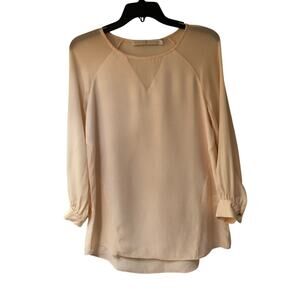 Marie Oliver Light Blush Long Sleeve Sheer Blouse Sz XS